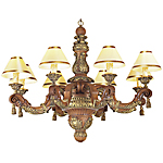 C173-WCH 19 By Artdemexico - Wood Lighting Collection Collection Aged Pecan Finish Carved Wood Chandelier